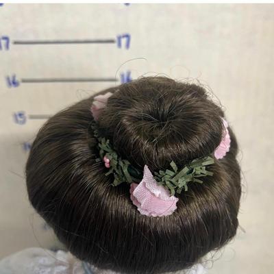 Sale Photo Thumbnail #889: Lady & Baby Size - 18", 8" & Boy Size - 14" Includes straw bedding, lace dress, vest outfit, boxed presentation.