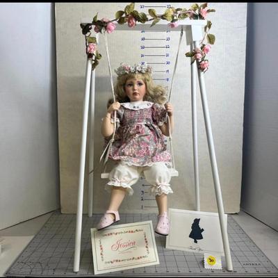 Sale Photo Thumbnail #942: Includes 16" and 24" Dolls, fruit basket, rose garland, bubble wrap, boxed presentation.