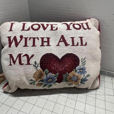 Sale Photo Thumbnail #958: Includes two bears, red bows, embroidered pillow, love-themed decor.