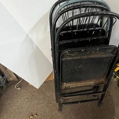 Sale Photo Thumbnail #978: Includes 3 black padded seats, 1 patterned cushion, steel frame.