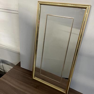 Sale Photo Thumbnail #984: Elegant gold frame, layered trim, indoor use, reflective accent piece.