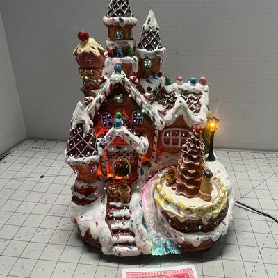Sale Photo Thumbnail #1003: Includes snowmen, tree, lamp, candy details, glowing interior lights.