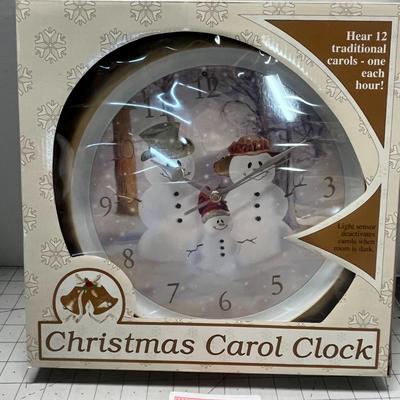 Sale Photo Thumbnail #1018: Gold frame, plays carols, lights up, snowman winter design.