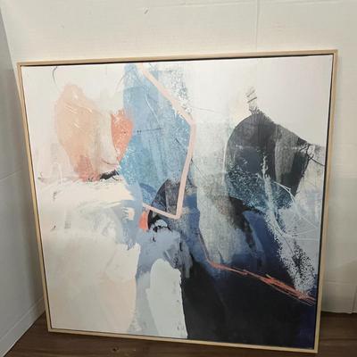 Sale Photo Thumbnail #1051: Includes 2 canvas pieces, gold frames, blue peach tones.