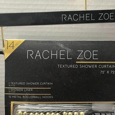 Sale Photo Thumbnail #1064: Includes 72×72 curtain, liner, 12 metal rollerball hooks, floral.