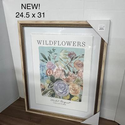 Sale Photo Thumbnail #59: New pastel floral print, gold frame, white mat, decorative piece.