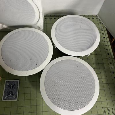 Sale Photo Thumbnail #1074: Includes 3 boxed, 3 loose speakers; round white grille design.
