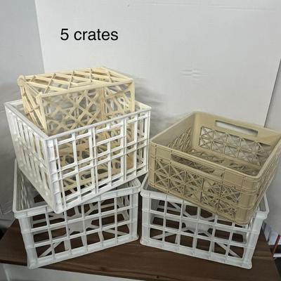 Sale Photo Thumbnail #1079: Includes 3 white, 1 beige, 1 tan crate; assorted sizes.