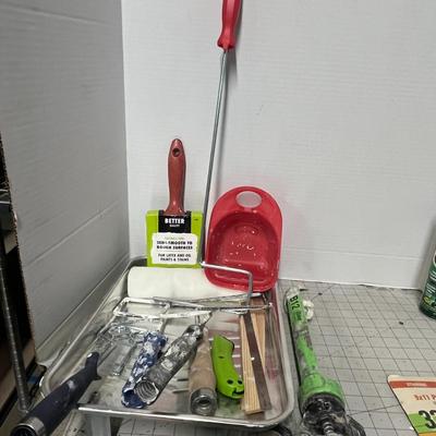 Sale Photo Thumbnail #1125: Includes rollers, tray, scraper, spray paint, sandpaper, caulking gun.
