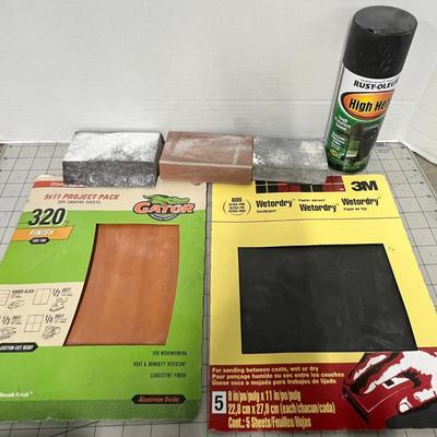 Sale Photo Thumbnail #1126: Includes rollers, tray, scraper, spray paint, sandpaper, caulking gun.