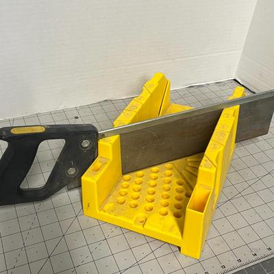 Sale Photo Thumbnail #1136: Includes saw and miter box; yellow plastic, black handle