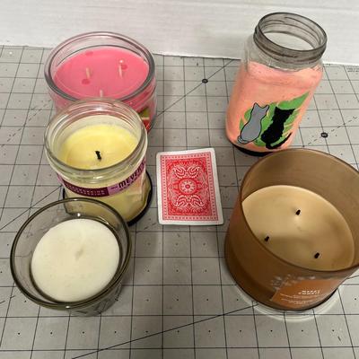 Sale Photo Thumbnail #1172: Five candles, mixed brands : Misty Cider, Mrs. Meyer's