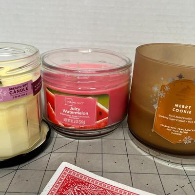 Sale Photo Thumbnail #1173: Five candles, mixed brands : Misty Cider, Mrs. Meyer's