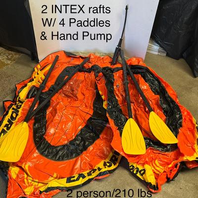 Sale Photo Thumbnail #1189: 2-person rafts, 4 paddles, hand pump.