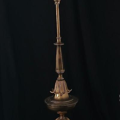 Vintage Hollywood Regency Stiffel brass torchiere table lamp with a milk glass shade (1 of 2)