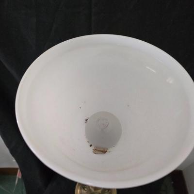 Vintage Hollywood Regency Stiffel brass torchiere table lamp with a milk glass shade (1 of 2)