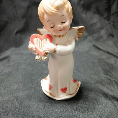 Vintage Valentine's Day angel figurines