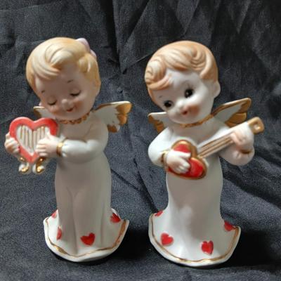 Vintage Valentine's Day angel figurines