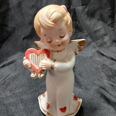 Vintage Valentine's Day angel figurines