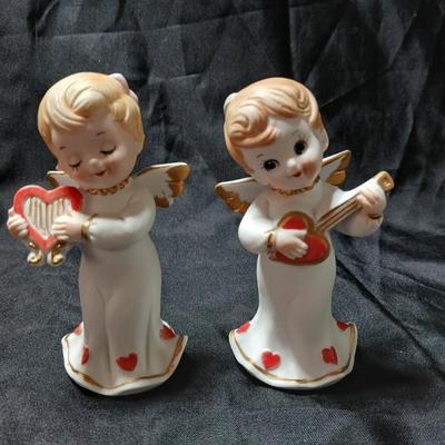 Vintage Valentine's Day angel figurines