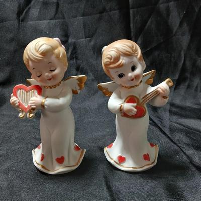 Vintage Valentine's Day angel figurines