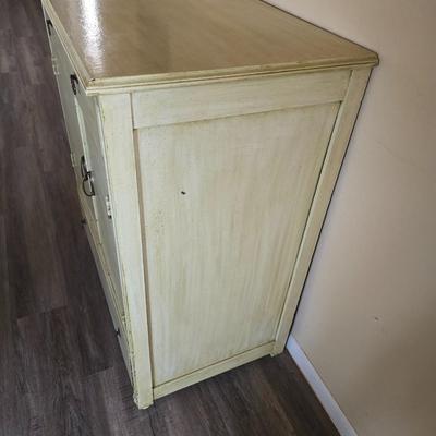 Distressed Walnut Chest of Drawers with front cabinet doors