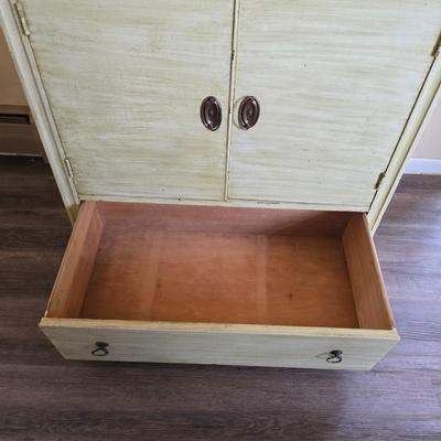 Distressed Walnut Chest of Drawers with front cabinet doors