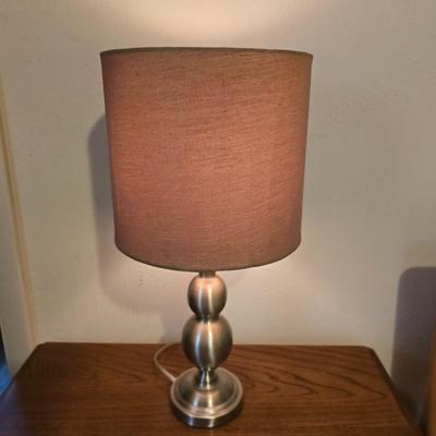 Broyhill River Oak two-drawer nightstand with lamp