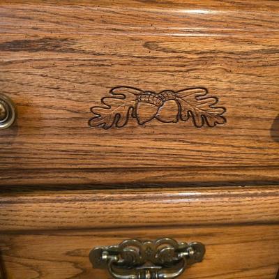 Broyhill River Oak two-drawer nightstand with lamp