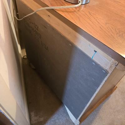 Broyhill River Oak two-drawer nightstand with lamp