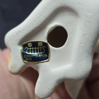 Vintage Schmid Brothers Christmas angel figurine and a ceramic December angel bell.