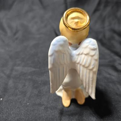 Vintage Schmid Brothers Christmas angel figurine and a ceramic December angel bell.