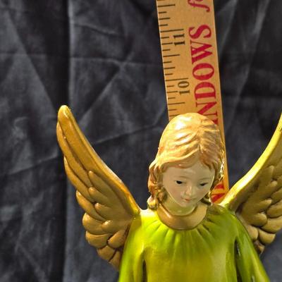 Hand Painted angel with child figurine - Ceramic Angel