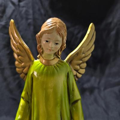 Hand Painted angel with child figurine - Ceramic Angel