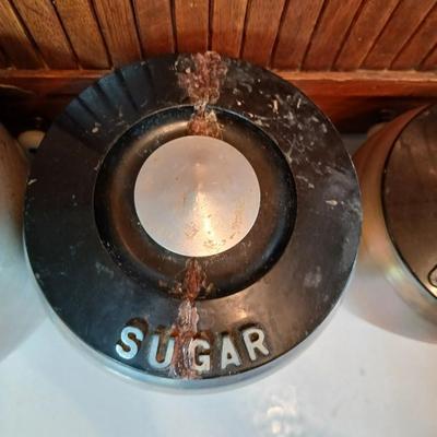 Vintage MCM Kromex spun aluminum canister set from the 1950s.