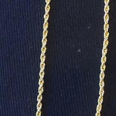14k Yellow Gold Solid Rope Chain Necklace with Lobster Claw Clasp 2 mm 20 Inch