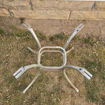 Vintage 1950s Mid-Century Modern gray and red Formica dinette table with chrome legs.