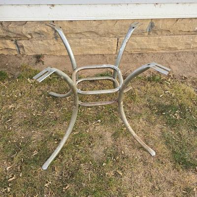 Vintage 1950s Mid-Century Modern gray and red Formica dinette table with chrome legs.
