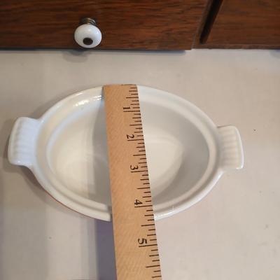 1950s Flame Cocotte Single Small Lidded Oval Pot 2 Cups Vintage Descoware Belgium Cast Iron Enameled French Cookware