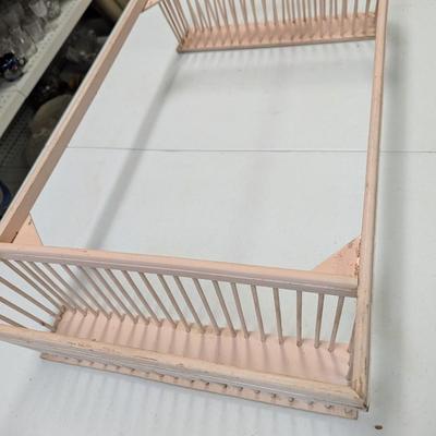 Pale Pink Hollywood Regency Bamboo & Wicker Bed Breakfast Tray