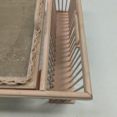 Pale Pink Hollywood Regency Bamboo & Wicker Bed Breakfast Tray