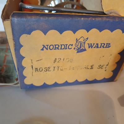 Vintage Nordic Ware Double Rosette and Timbale Iron set and a Vintage Mirro cookie press and decorator set