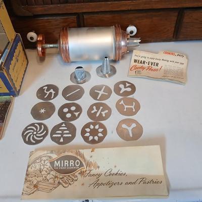 Vintage Nordic Ware Double Rosette and Timbale Iron set and a Vintage Mirro cookie press and decorator set