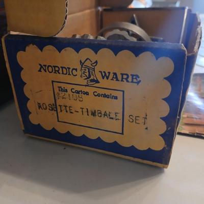 Vintage Nordic Ware Double Rosette and Timbale Iron set and a Vintage Mirro cookie press and decorator set