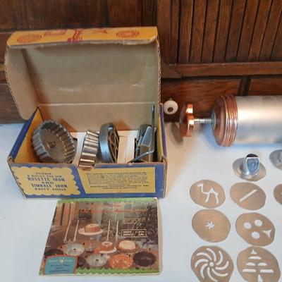 Vintage Nordic Ware Double Rosette and Timbale Iron set and a Vintage Mirro cookie press and decorator set