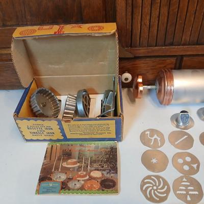 Vintage Nordic Ware Double Rosette and Timbale Iron set and a Vintage Mirro cookie press and decorator set