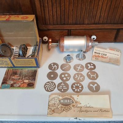 Vintage Nordic Ware Double Rosette and Timbale Iron set and a Vintage Mirro cookie press and decorator set