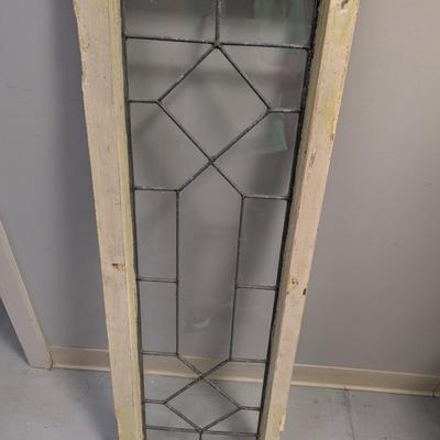 Antique Leaded Glass Window Panel Set Within A Wood Frame