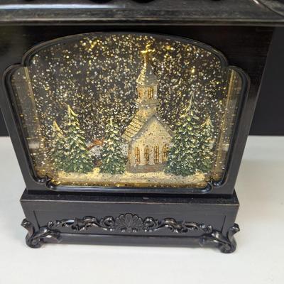 Illuminated 12" Glitter Lantern Church Scene with Swirling Snow
