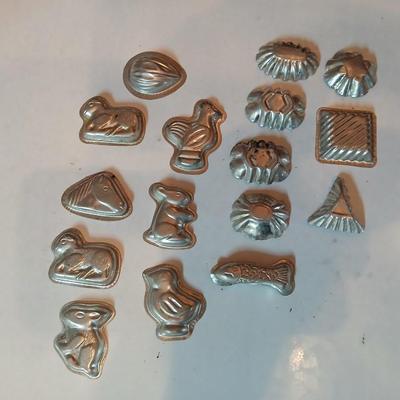 Antique Confection Molds - miniature metal or tin candy/chocolate molds